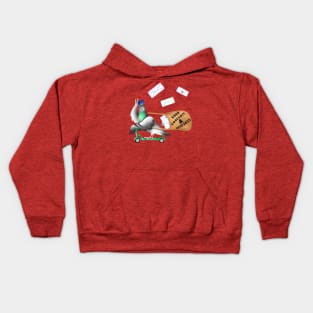 Pigeons Express (Rust Red Background) Kids Hoodie